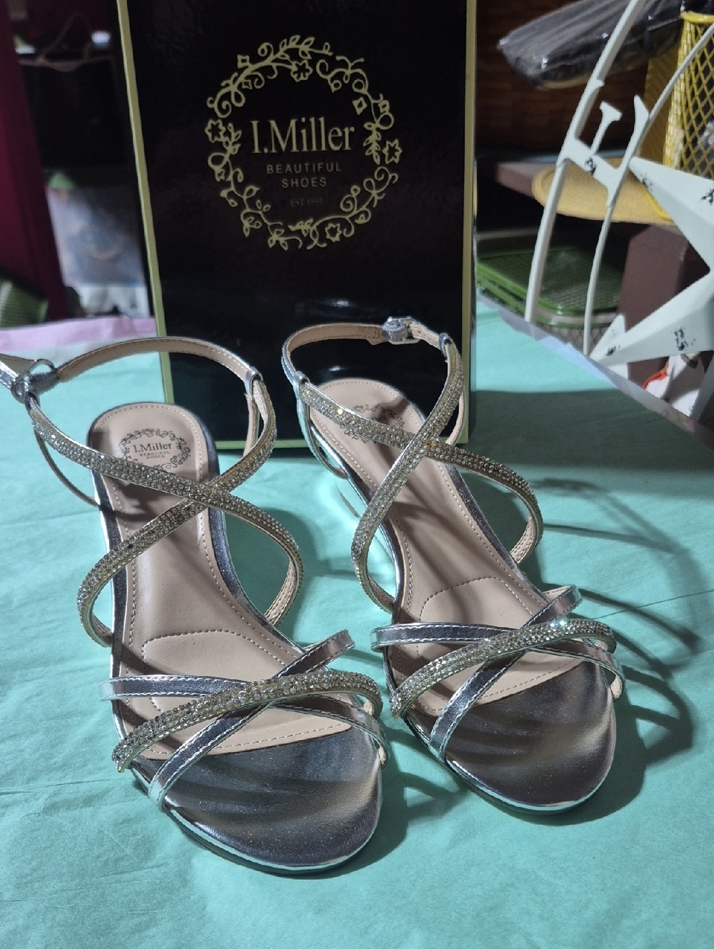 I.Miller Silver Metallic Strappy Heeled Sandals